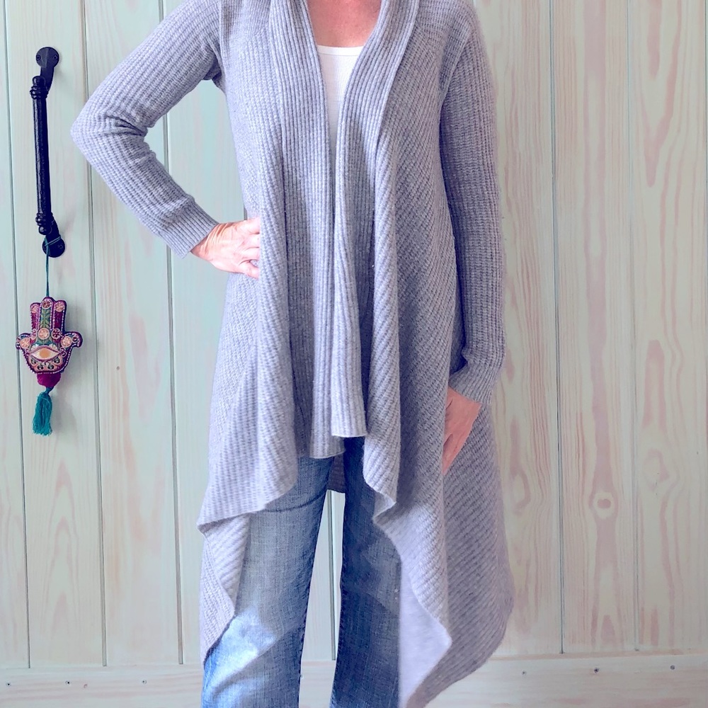 Garnet Hill cashmere waterfall cardigan